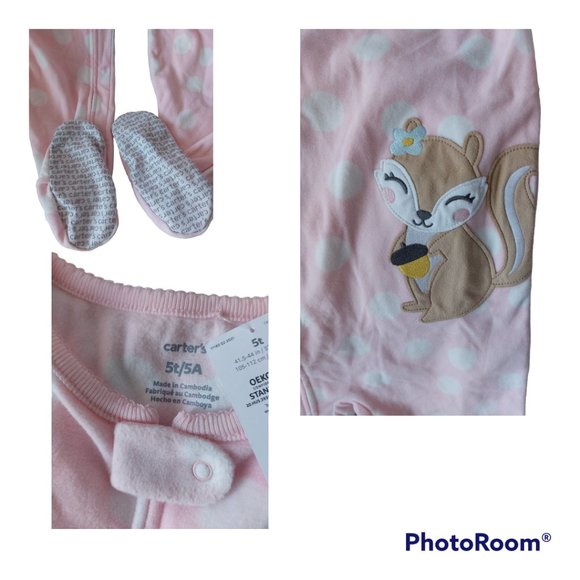 3/$25 Carter Squirrel Footie Pajamas - Picture 2 of 12